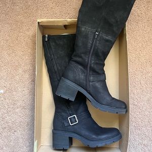 Lucky Brand Size 11 Black Leather High Rise Boot - Never Worn, Brand New in Box
